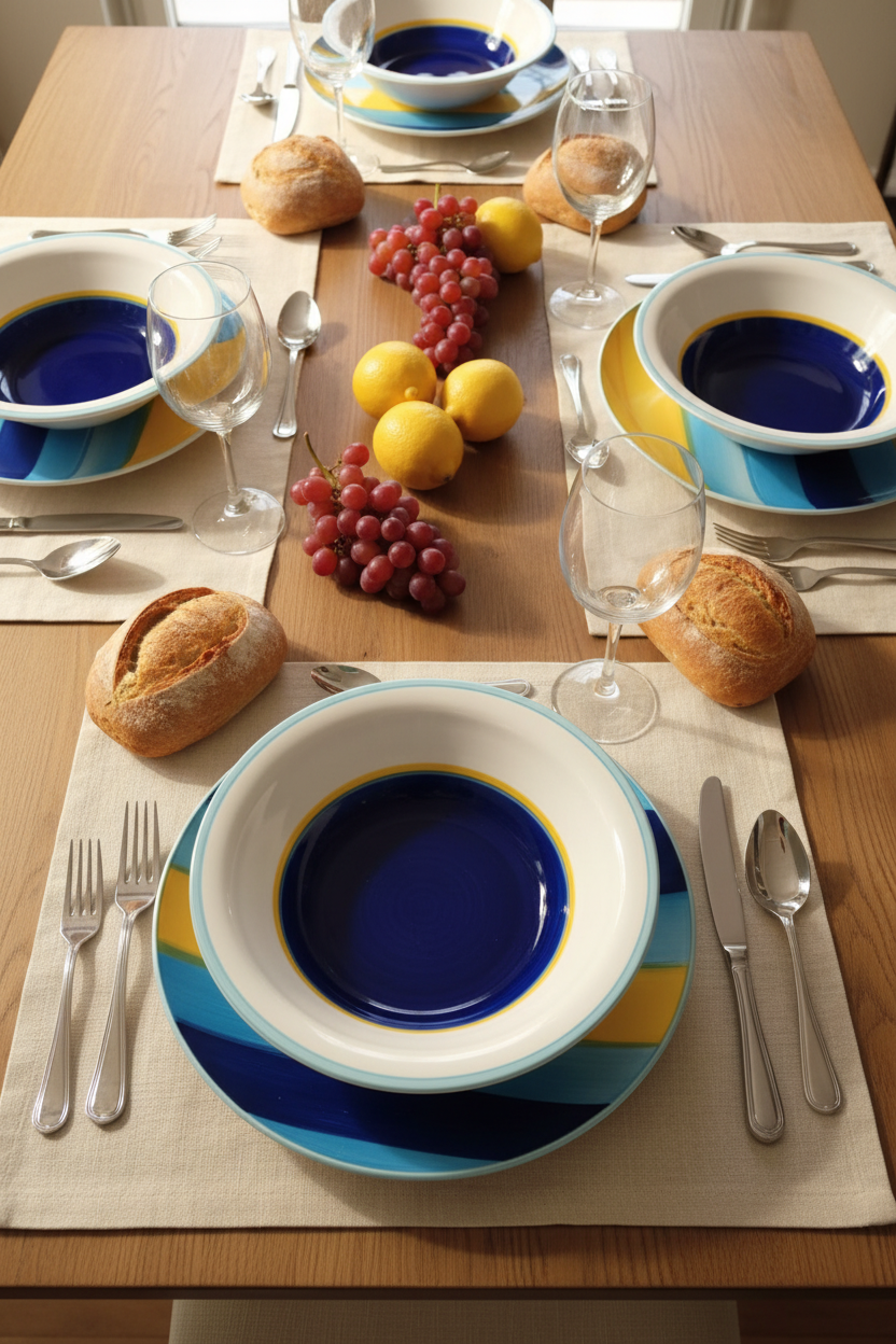 Servizio piatti ceramica Rainbow 18 pezzi – 2 colori