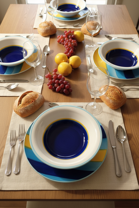 Servizio piatti ceramica Rainbow 18 pezzi – 2 colori