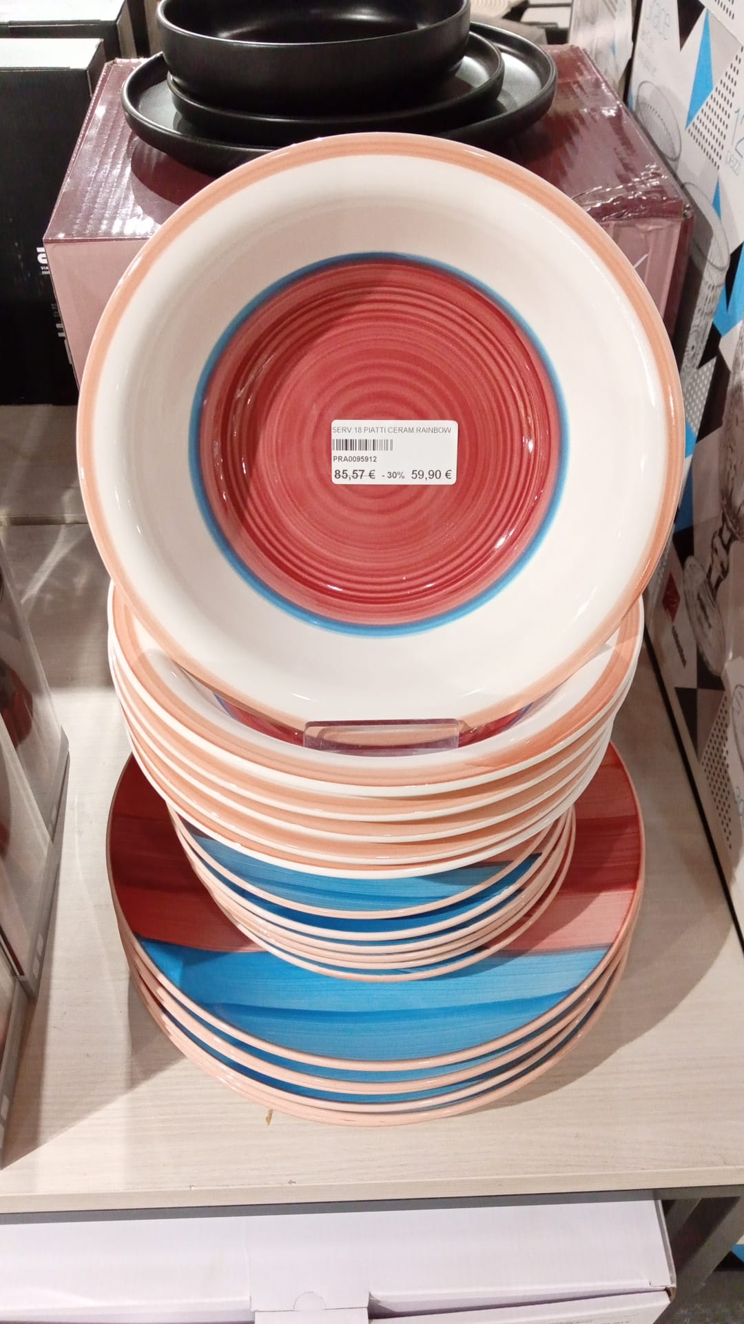 Servizio piatti ceramica Rainbow 18 pezzi – 2 colori