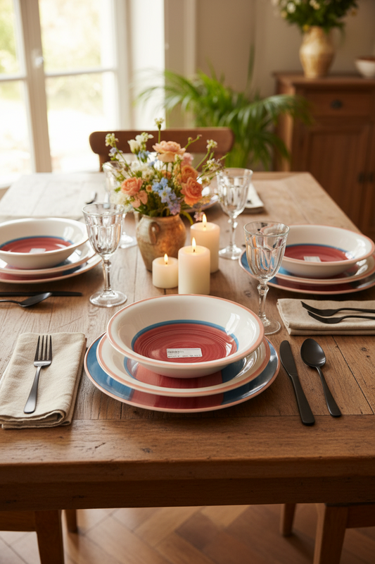 Servizio piatti ceramica Rainbow 18 pezzi – 2 colori