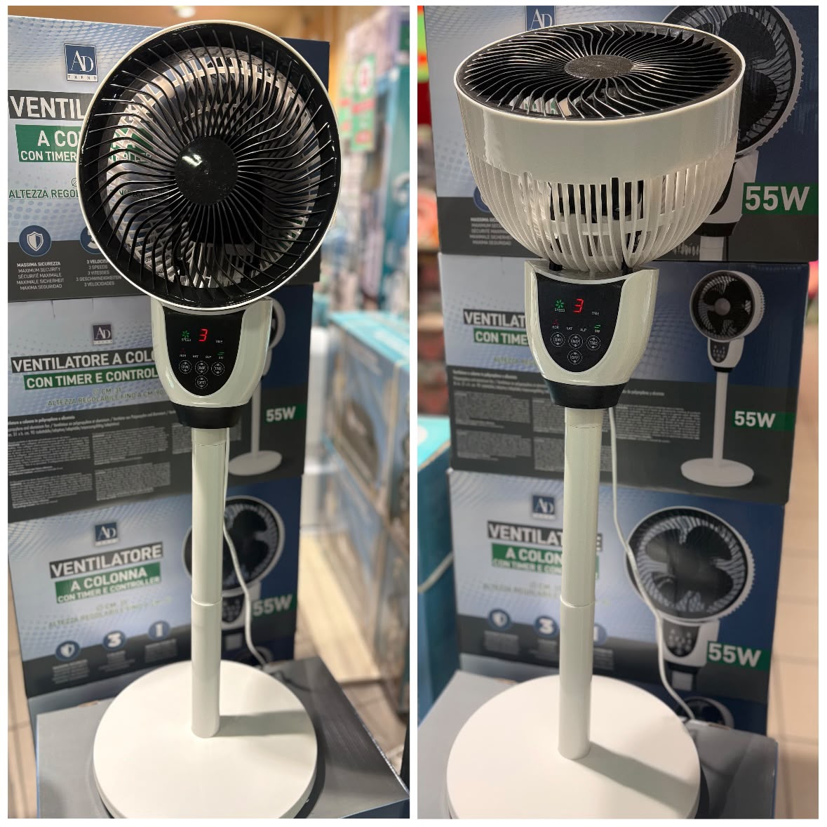 Ventilatore a Colonna 55W con Telecomando e Timer | Altezza Regolabile fino a 90 cm