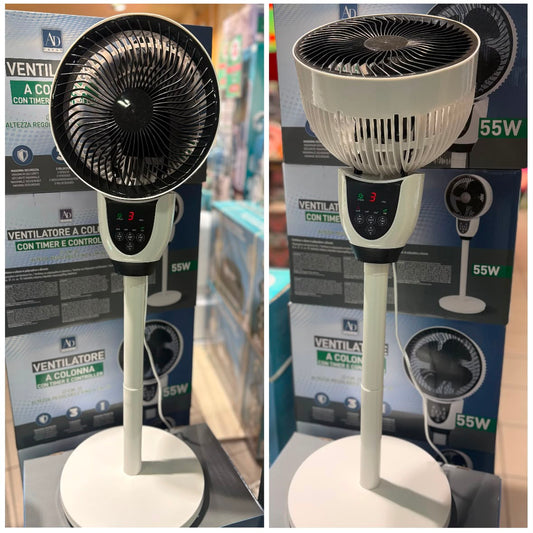 Ventilatore a Colonna 55W con Telecomando e Timer | Altezza Regolabile fino a 90 cm