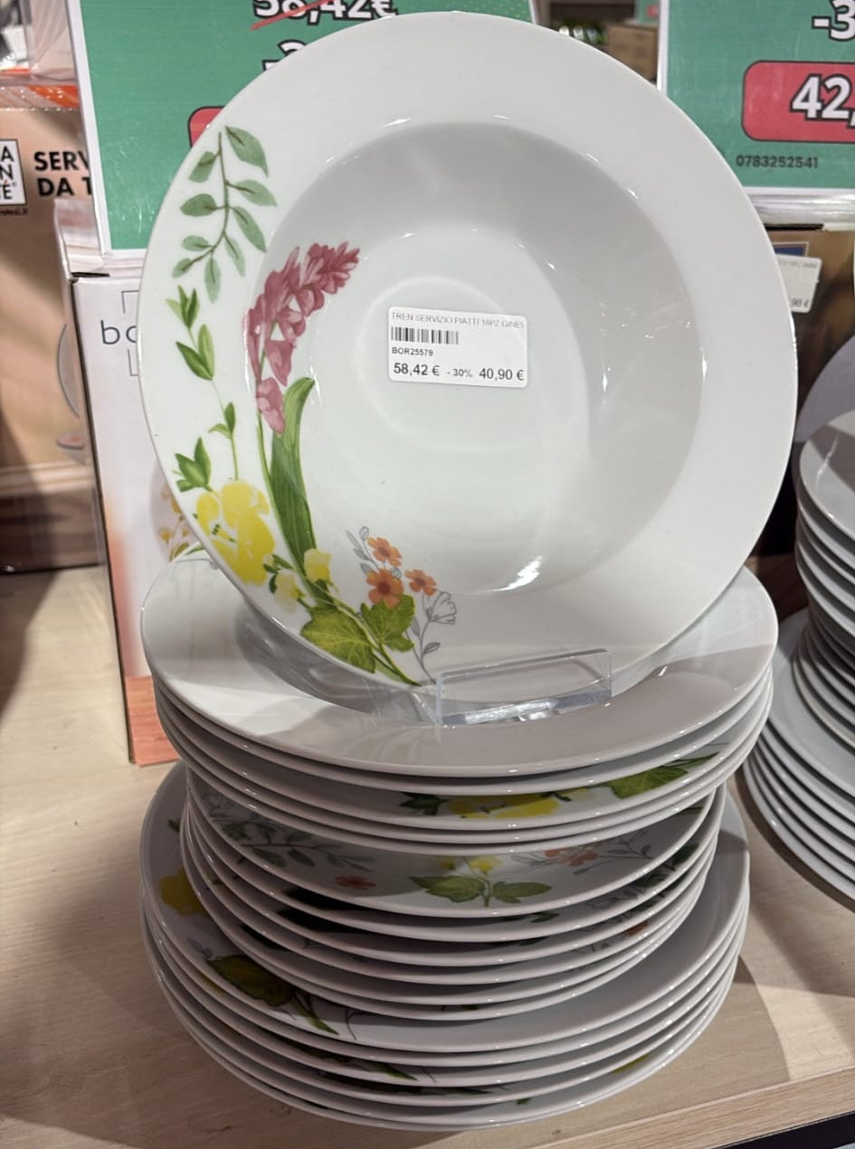 Servizio piatti Ginevra 18 pezzi – porcellana decorata – tavola elegante