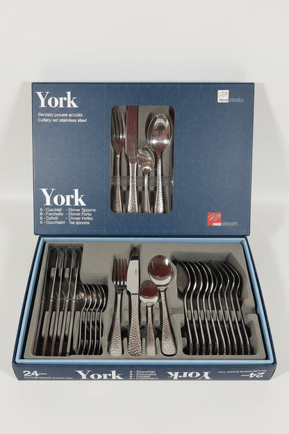 Set posate York 24 pezzi in acciaio inox
