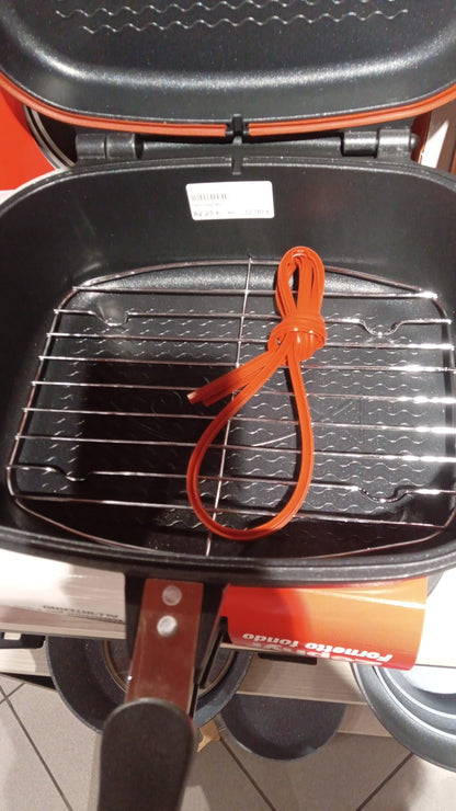 Fornetto doppio rettangolare con griglia in acciaio 24x32 cm