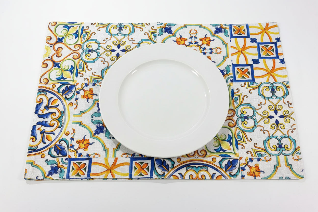Set 2 Sottopiatti Chain & Rosone 33×48 con Nappine Blu | Stile Mediterraneo | Brandani