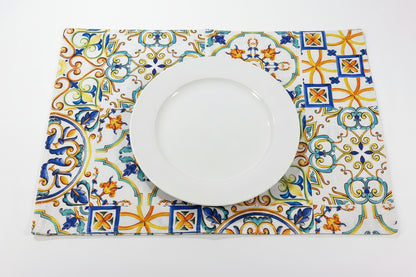 Set 2 Sottopiatti Chain & Rosone 33×48 con Nappine Blu | Stile Mediterraneo | Brandani