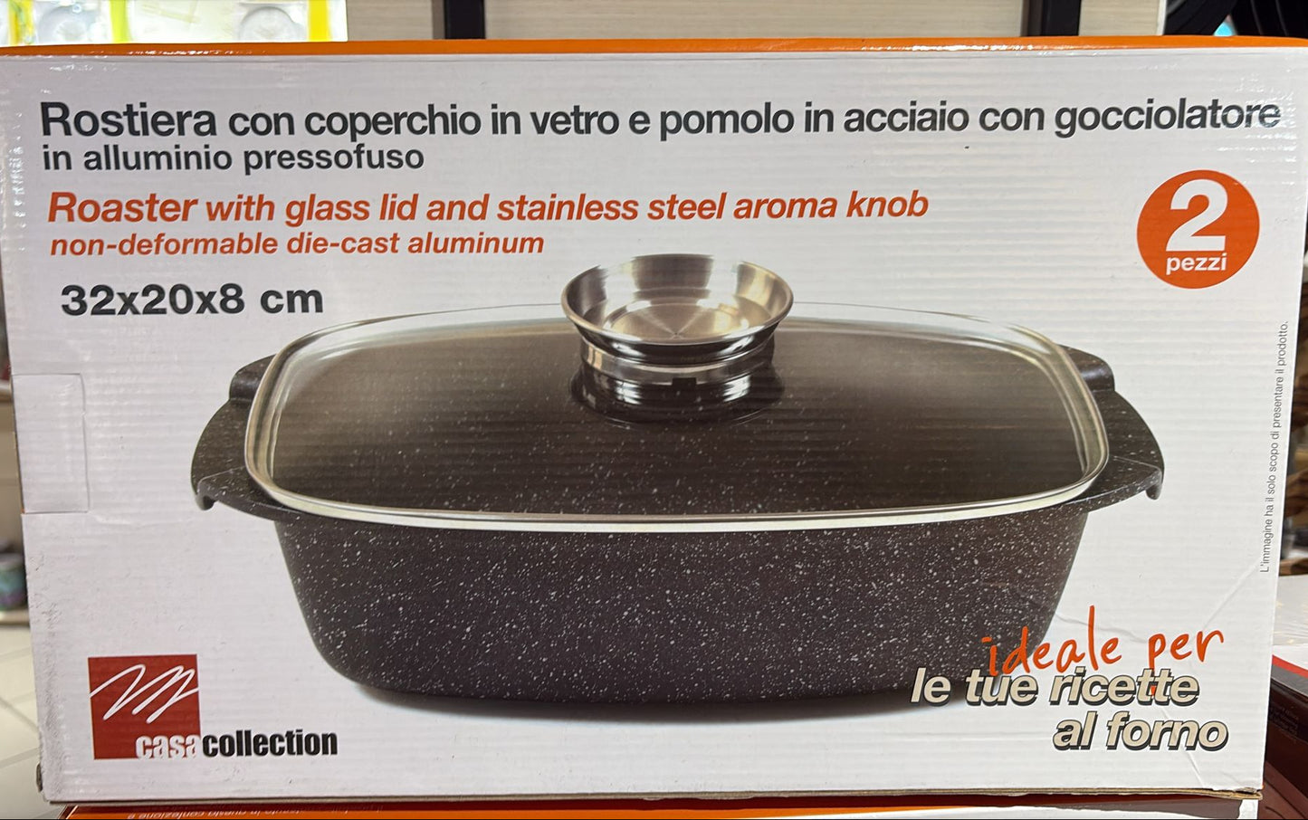 Rostiera in Alluminio Pressofuso 32×20 cm con Coperchio Casa Collection