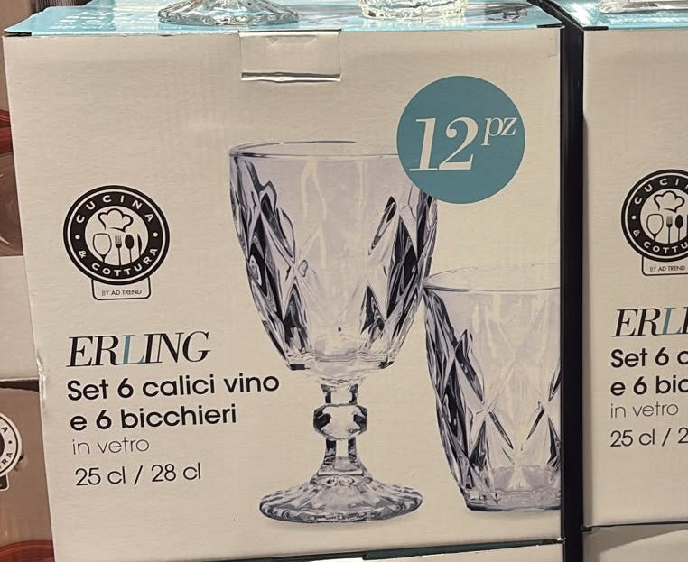 S/6 Calici 25 cl + 6 Bicchieri 28 cl – Erling