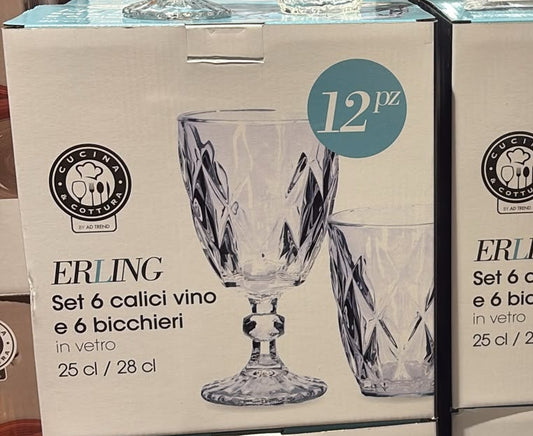 S/6 Calici 25 cl + 6 Bicchieri 28 cl – Erling