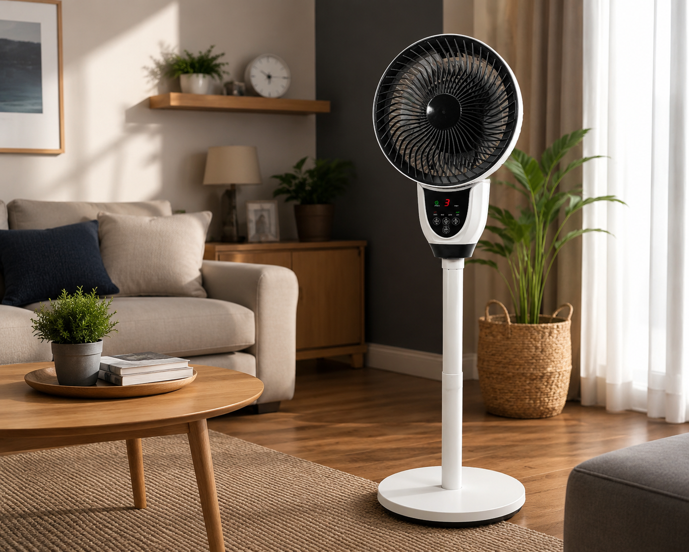 Ventilatore a Colonna 55W con Telecomando e Timer | Altezza Regolabile fino a 90 cm