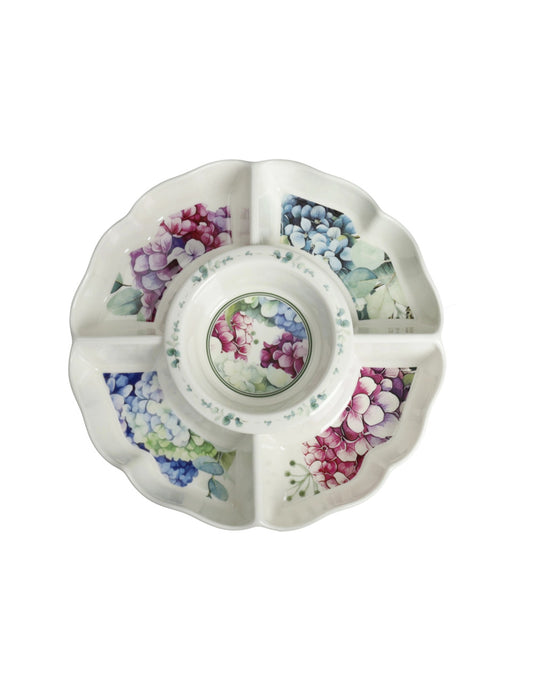 Antipastiera Rotonda Flora in Porcellana con Scomparti – Vassoio Aperitivo Elegante