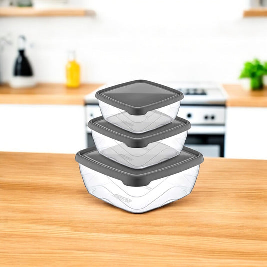 BONY - Set 3 Contenitori Cibo Quadrati Grandi