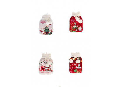 4 Borsa dell'acqua calda con motivo natalizio su sfondo bianco