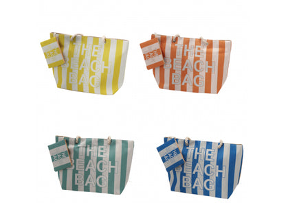 Borsa Mare in Tessuto con Pochette e Manici in Corda – 4 Colori