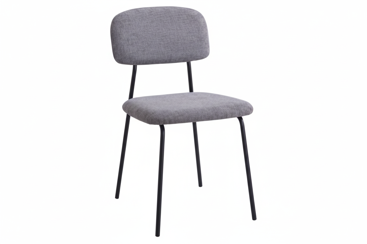 Set 4 Sedie Brenda Imbottite in Tessuto con Gambe in Metallo