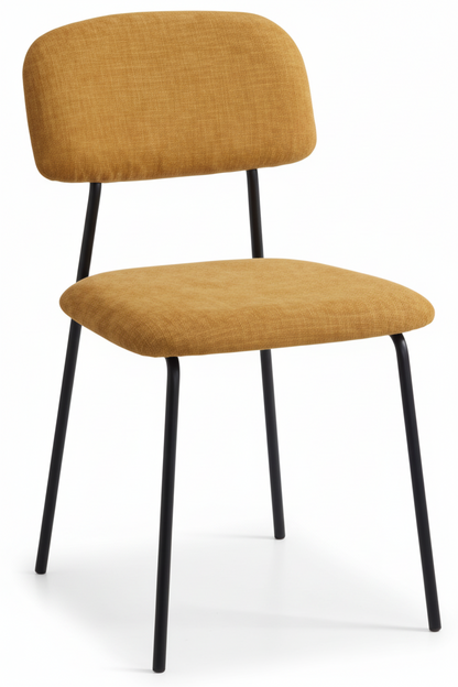 Set 4 Sedie Brenda Imbottite in Tessuto con Gambe in Metallo