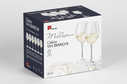 Set 6 Calici Vino Bianco 38cl Millésime – Bicchieri Eleganti in Vetro Trasparente