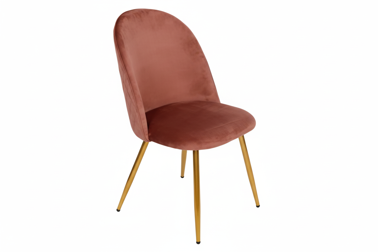 Set 4 Sedie Claire in Velluto con Gambe in Metallo Oro