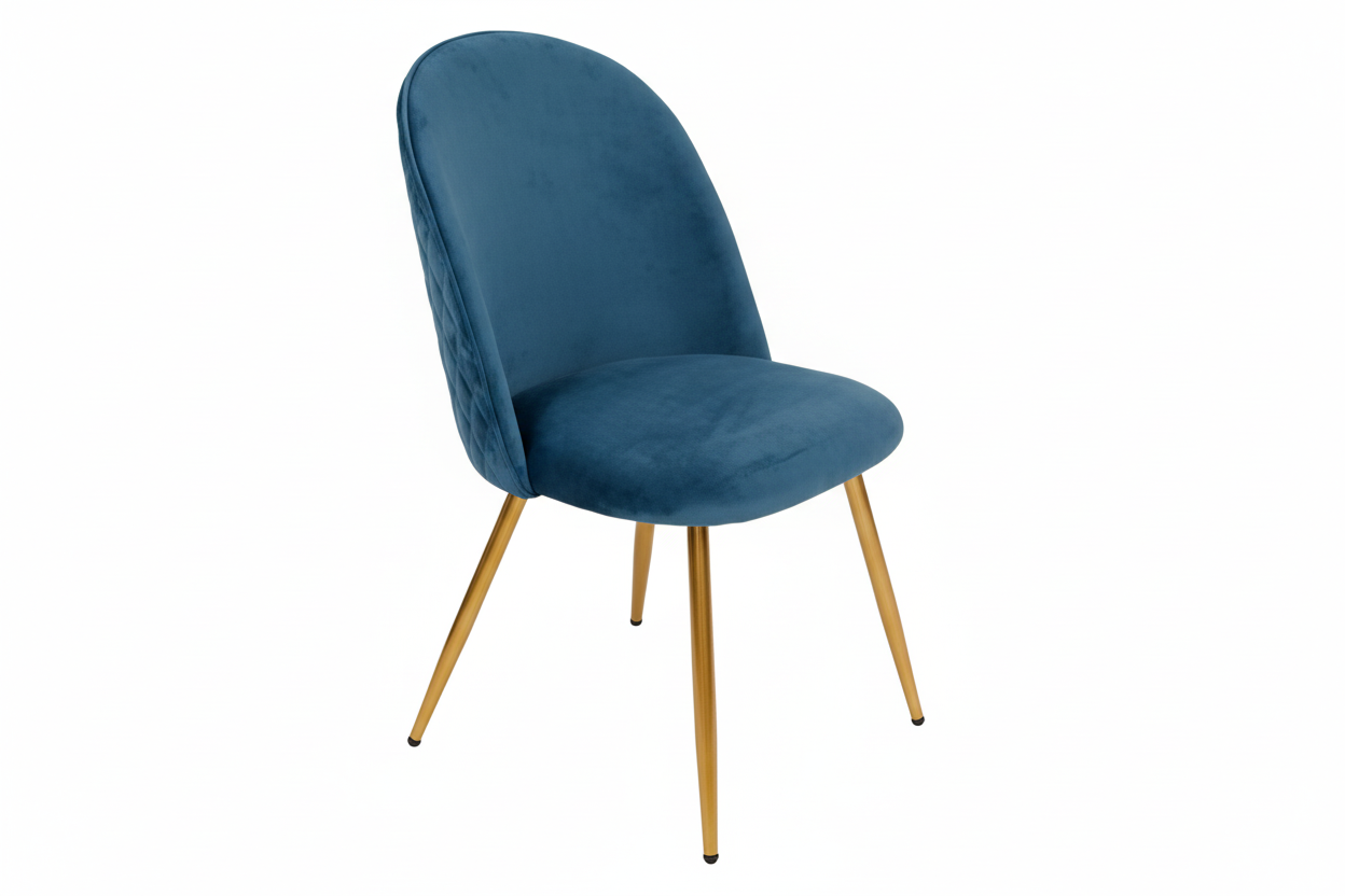 Set 4 Sedie Claire in Velluto con Gambe in Metallo Oro