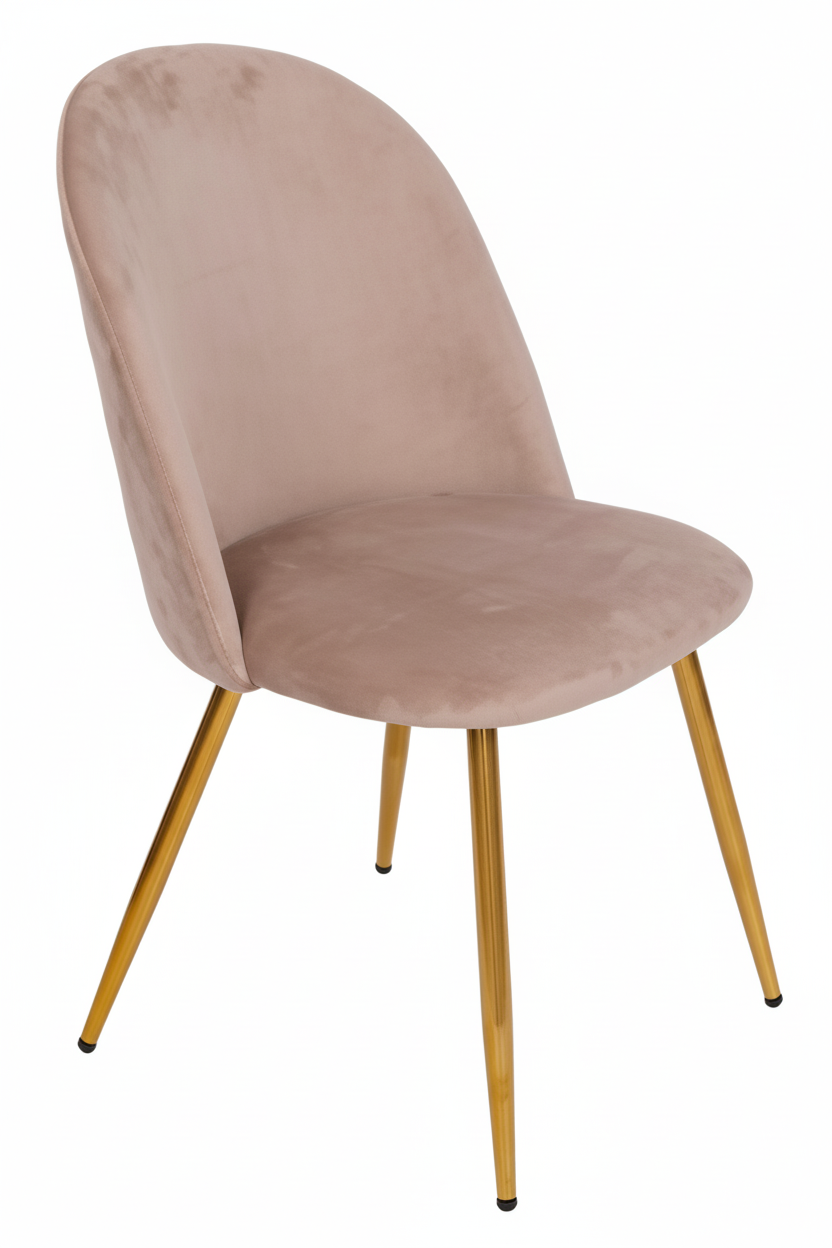 Set 4 Sedie Claire in Velluto con Gambe in Metallo Oro
