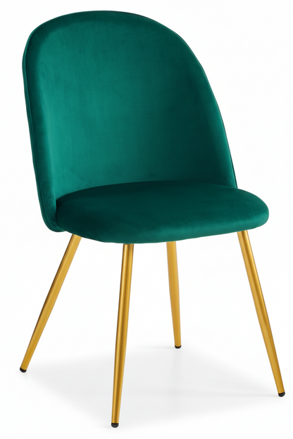 Set 4 Sedie Claire in Velluto con Gambe in Metallo Oro