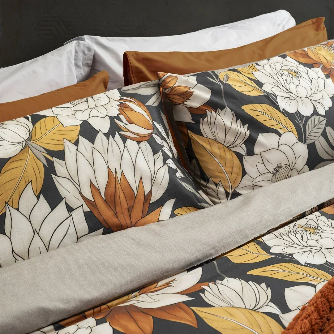 Completo Letto Colette Brandy – Singolo, Piazza e Mezza, Matrimoniale (Beige / Grigio Scuro)