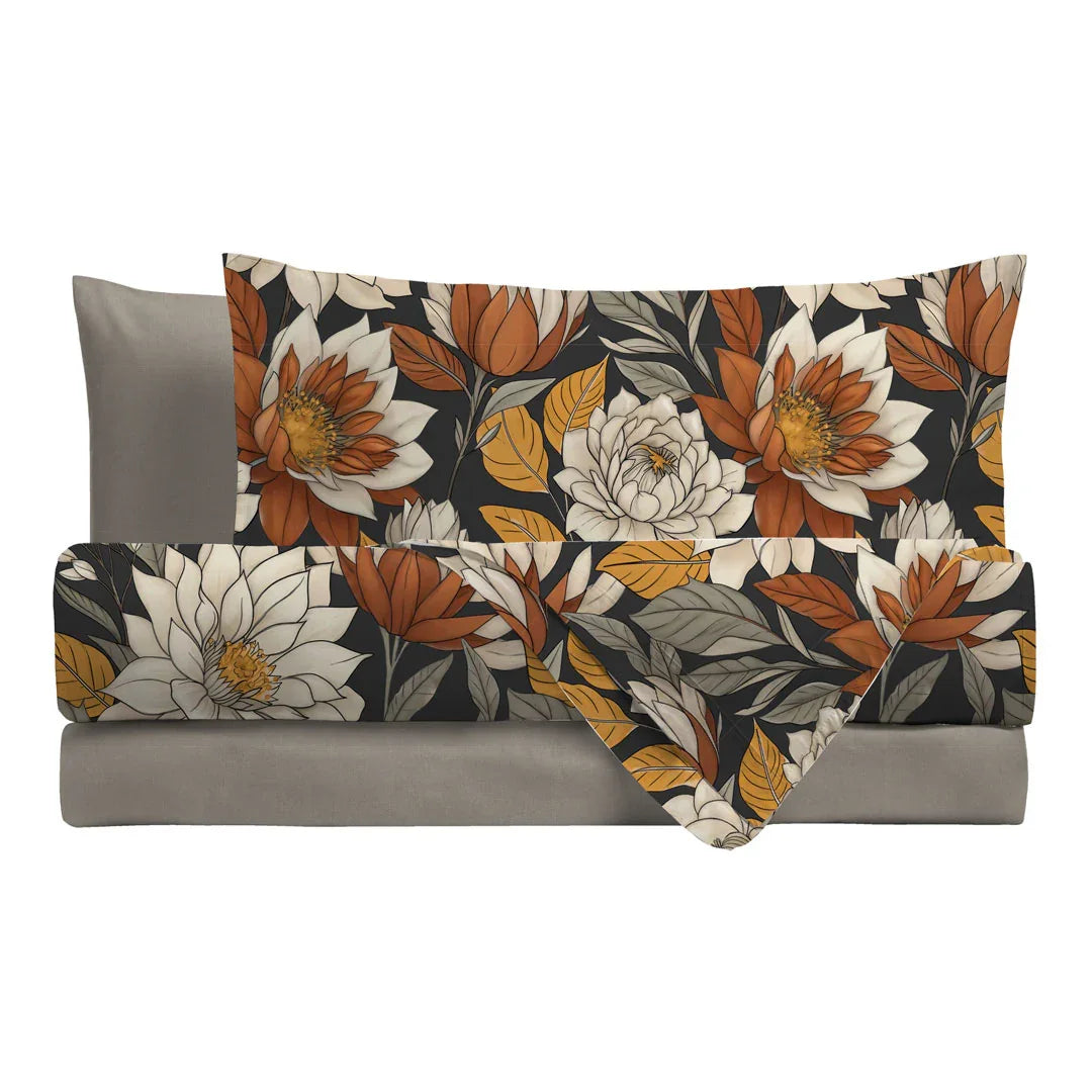 Completo Letto Colette Brandy – Singolo, Piazza e Mezza, Matrimoniale (Beige / Grigio Scuro)
