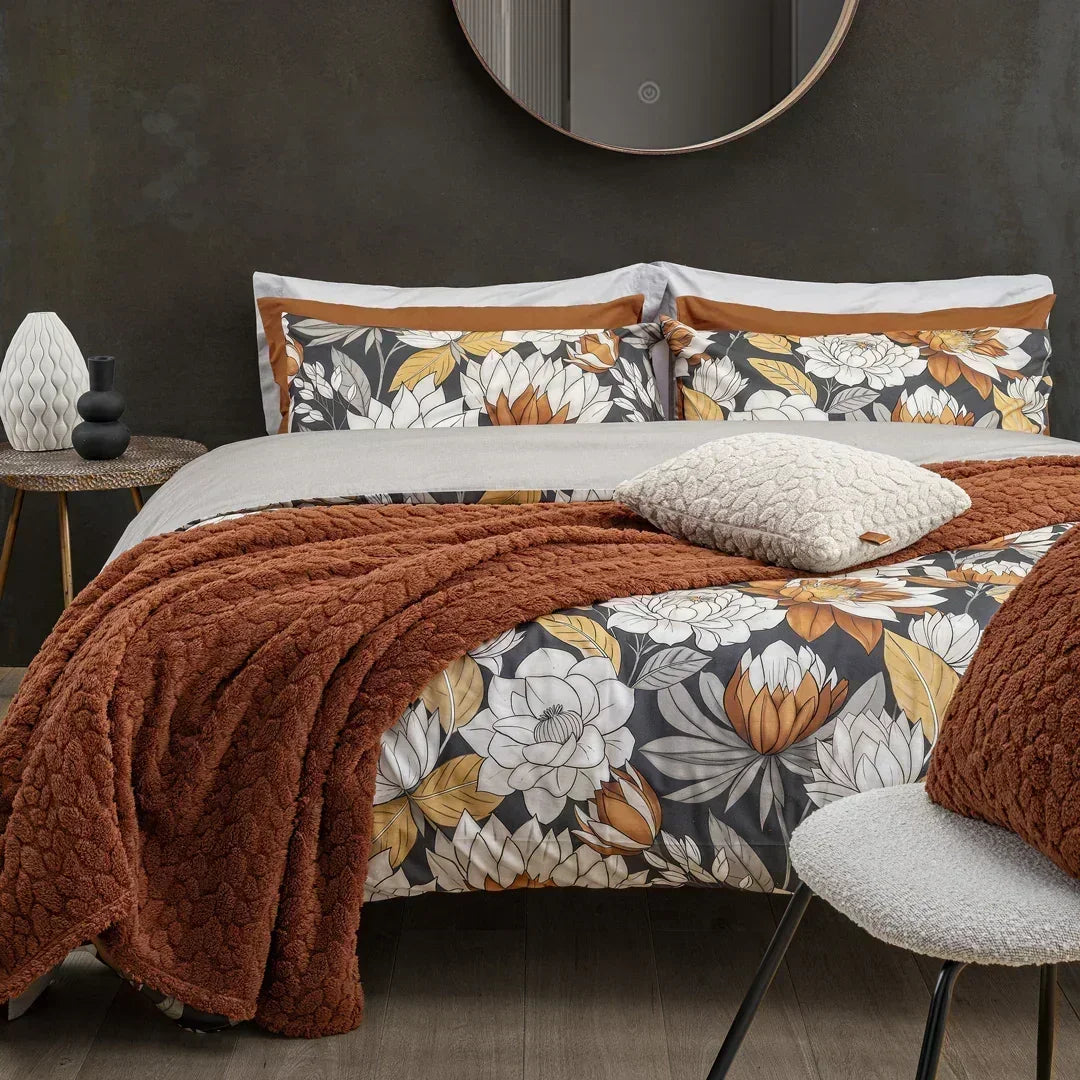 Completo Letto Colette Brandy – Singolo, Piazza e Mezza, Matrimoniale (Beige / Grigio Scuro)