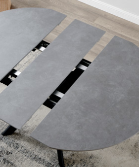 Tavolo rotondo allungabile Coltrane - top ceramica grigio lucido 120-150 cm