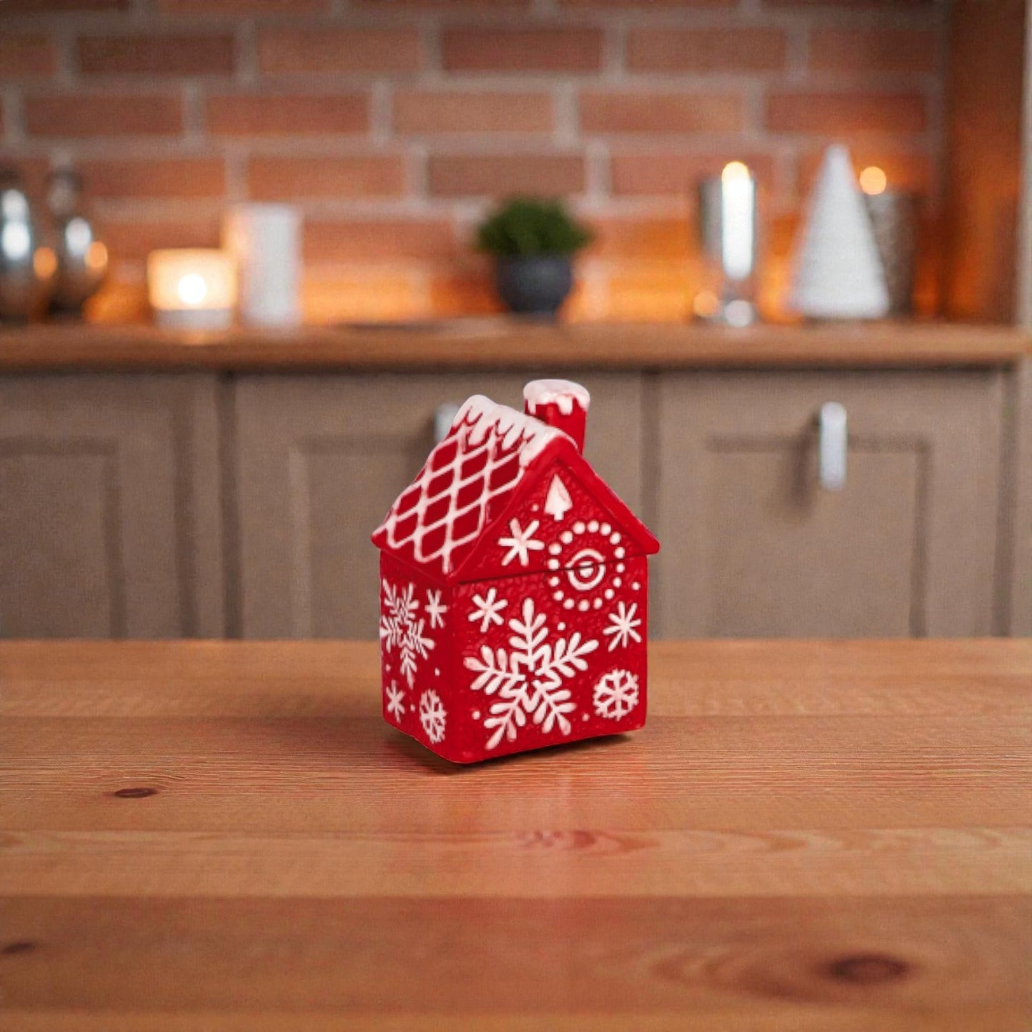 Scatola Contenitore Casetta Pan di Zenzero Natalizia in Ceramica