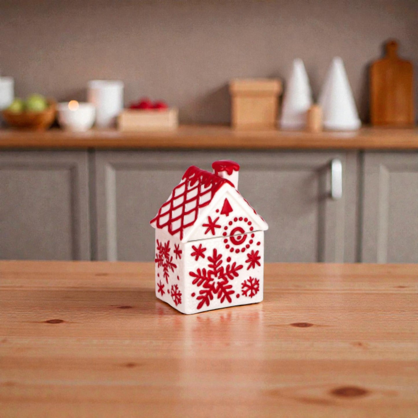 Scatola Contenitore Casetta Pan di Zenzero Natalizia in Ceramica