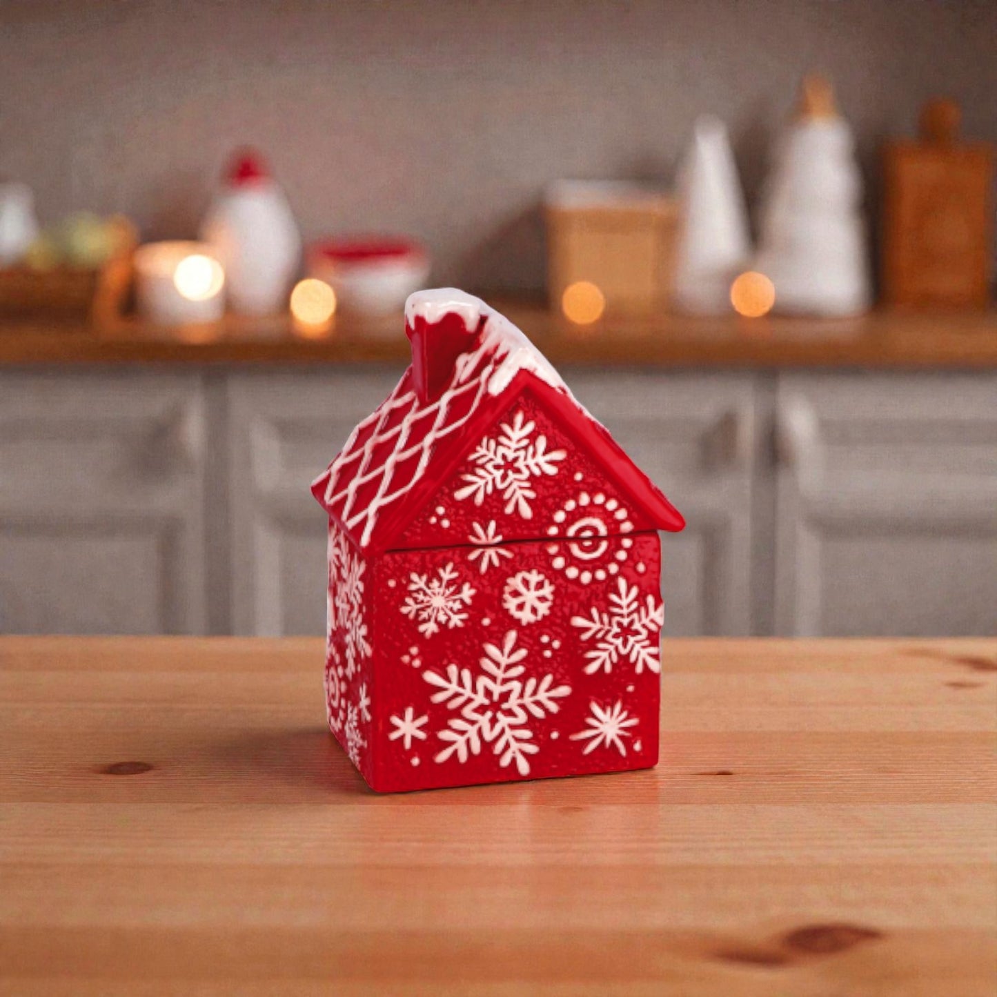 Scatola Contenitore Casetta Pan di Zenzero Natalizia in Ceramica