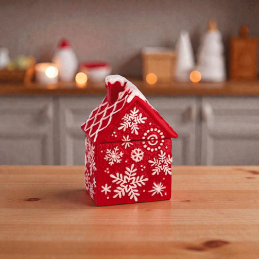 Scatola Contenitore Casetta Pan di Zenzero Natalizia in Ceramica