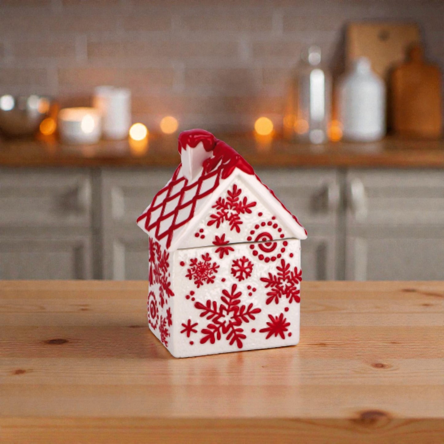 Scatola Contenitore Casetta Pan di Zenzero Natalizia in Ceramica