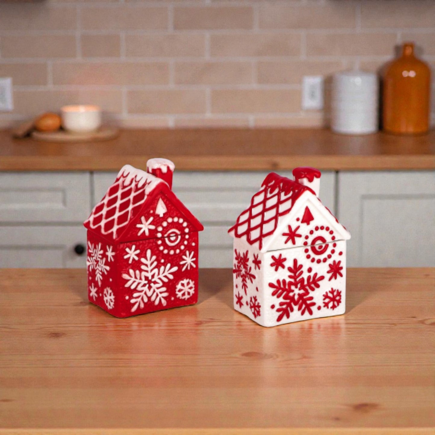 Scatola Contenitore Casetta Pan di Zenzero Natalizia in Ceramica