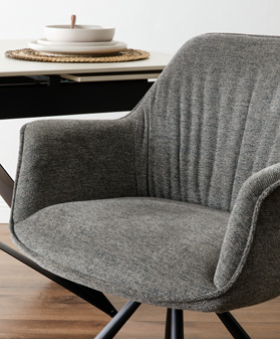 Set 2 Poltroncine Girevoli Dafne in Tessuto con Gambe in Metallo