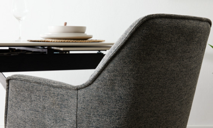 Set 2 Poltroncine Girevoli Dafne in Tessuto con Gambe in Metallo