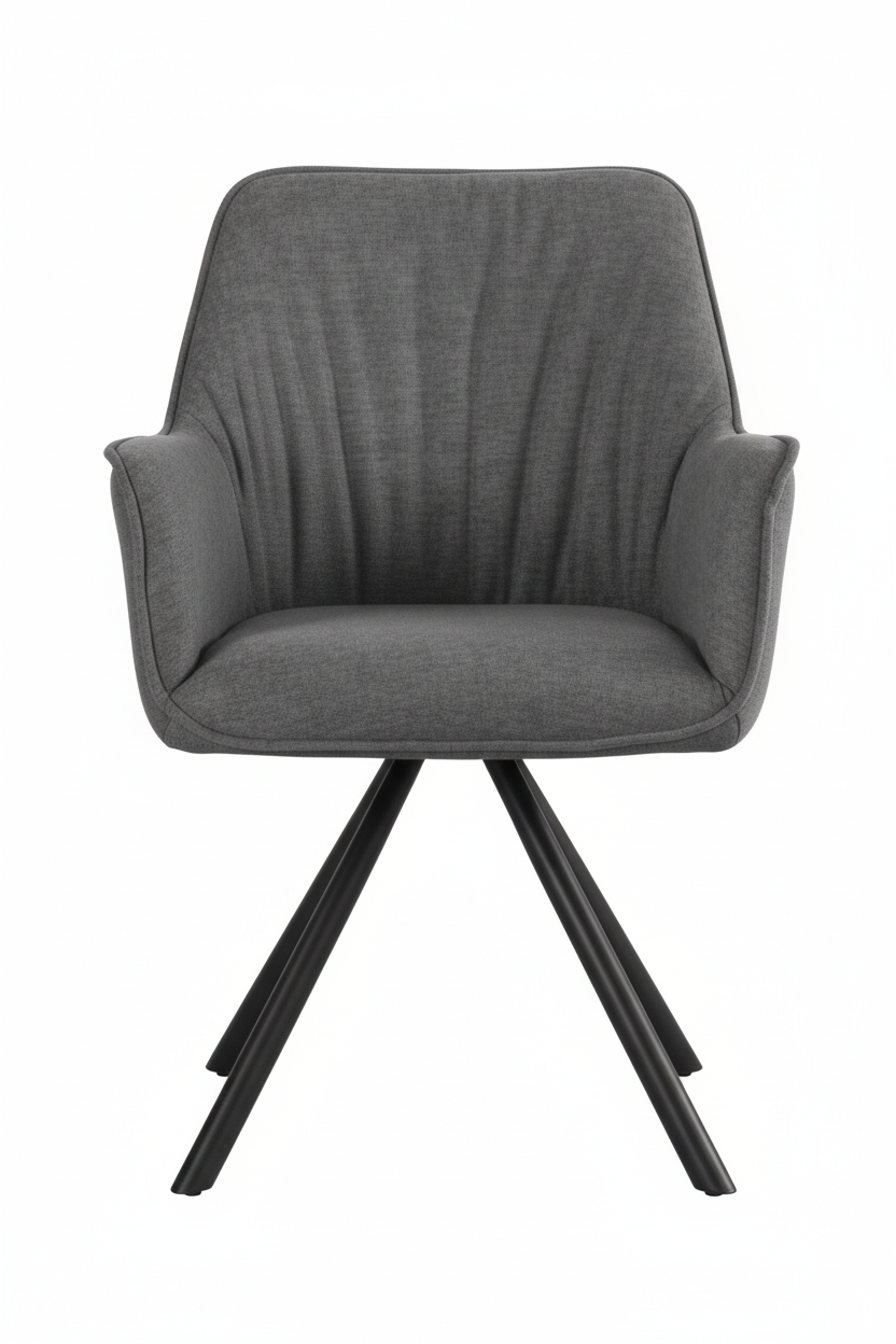 Set 2 Poltroncine Girevoli Dafne in Tessuto con Gambe in Metallo