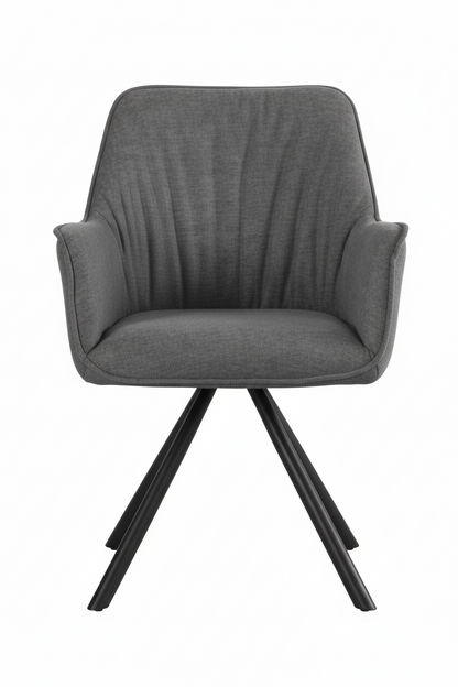 Set 2 Poltroncine Girevoli Dafne in Tessuto con Gambe in Metallo