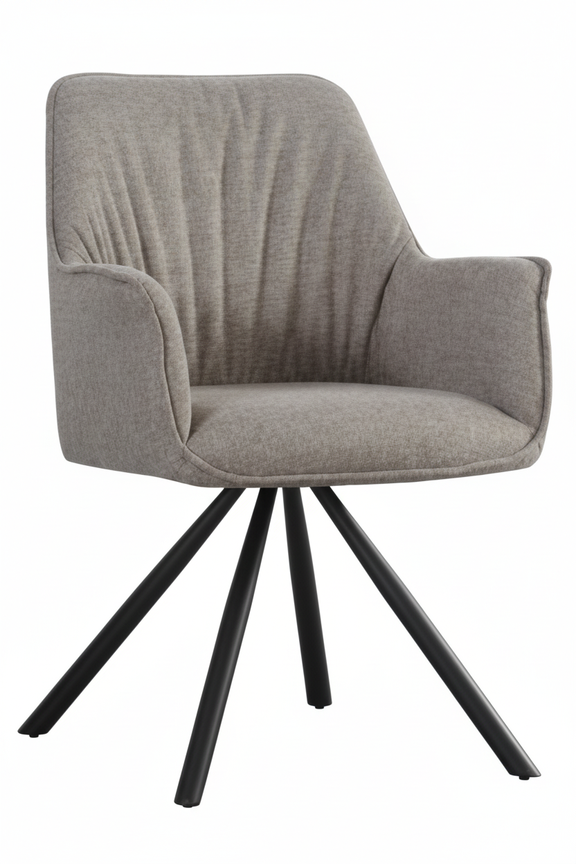 Set 2 Poltroncine Girevoli Dafne in Tessuto con Gambe in Metallo