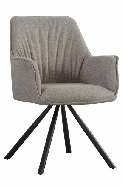 Set 2 Poltroncine Girevoli Dafne in Tessuto con Gambe in Metallo