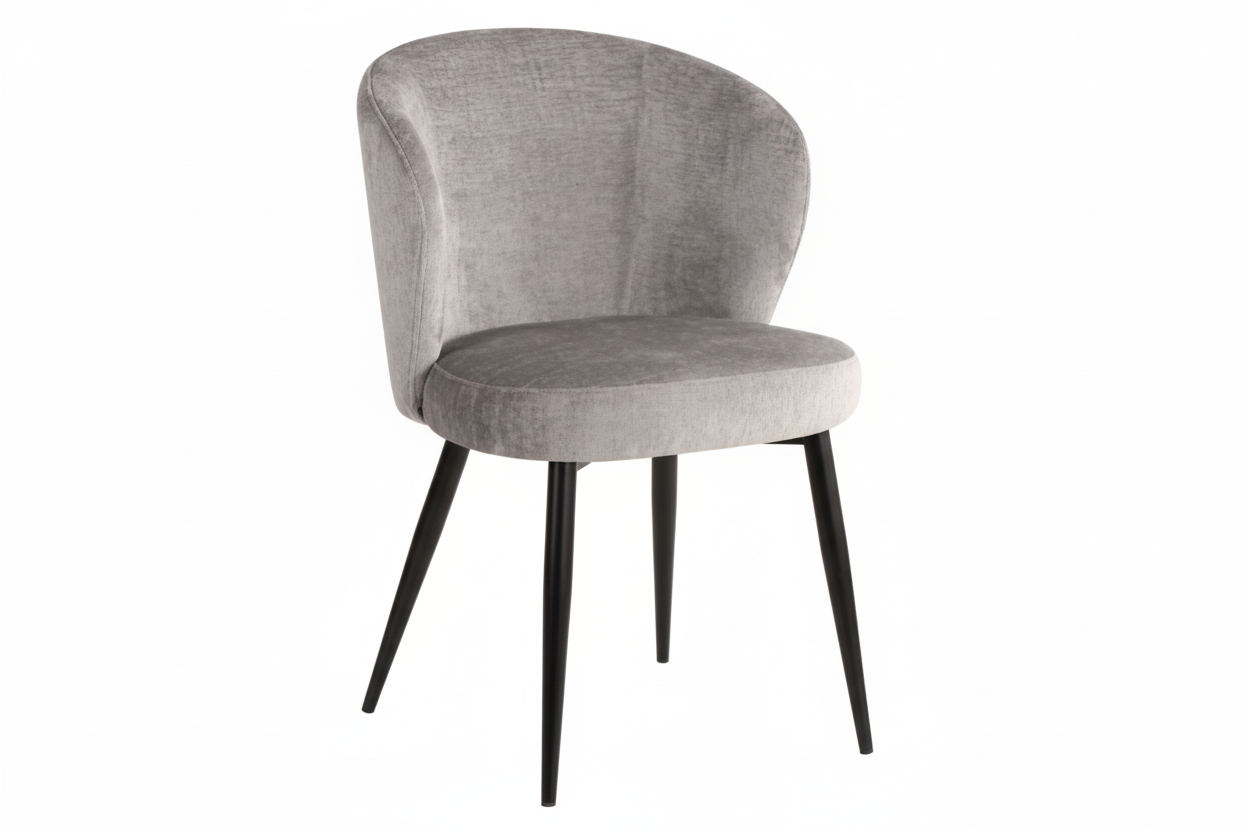Set 2 Poltroncine Evelyn Imbottite in Tessuto con Gambe in Metallo