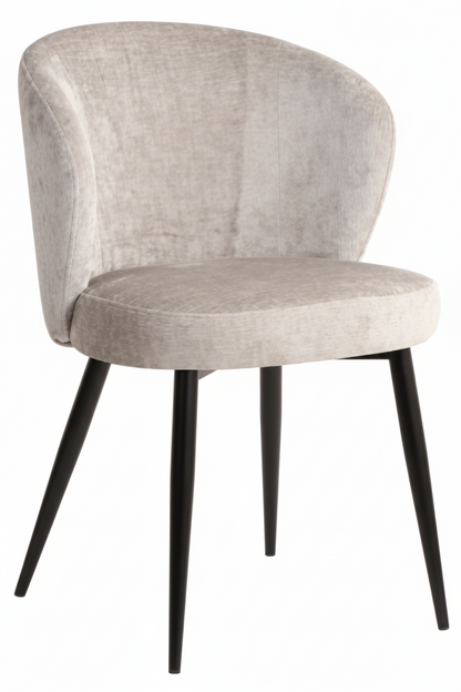 Set 2 Poltroncine Evelyn Imbottite in Tessuto con Gambe in Metallo