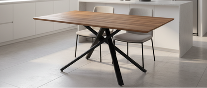 Tavolo Rettangolare Jasper 160x90 cm con Piano Effetto Legno e Gambe in Metallo Regolabili