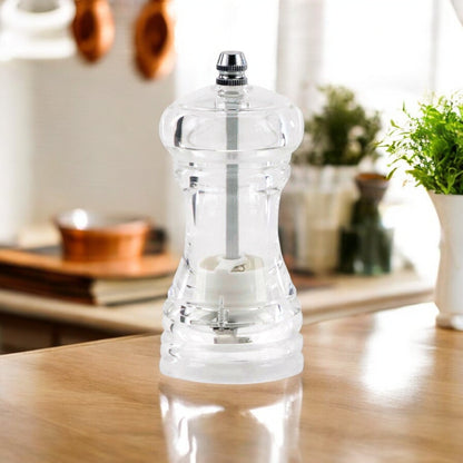 Macina pepe e sale in acrilico – 10 o 15 cm, design trasparente