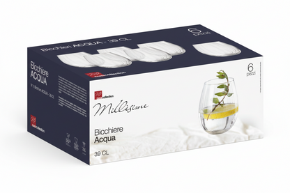 Bicchieri Acqua Eleganti 39cl – Set 6 Millesime in Vetro per Tavola Moderna