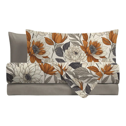 Completo Letto Colette Brandy – Singolo, Piazza e Mezza, Matrimoniale (Beige / Grigio Scuro)