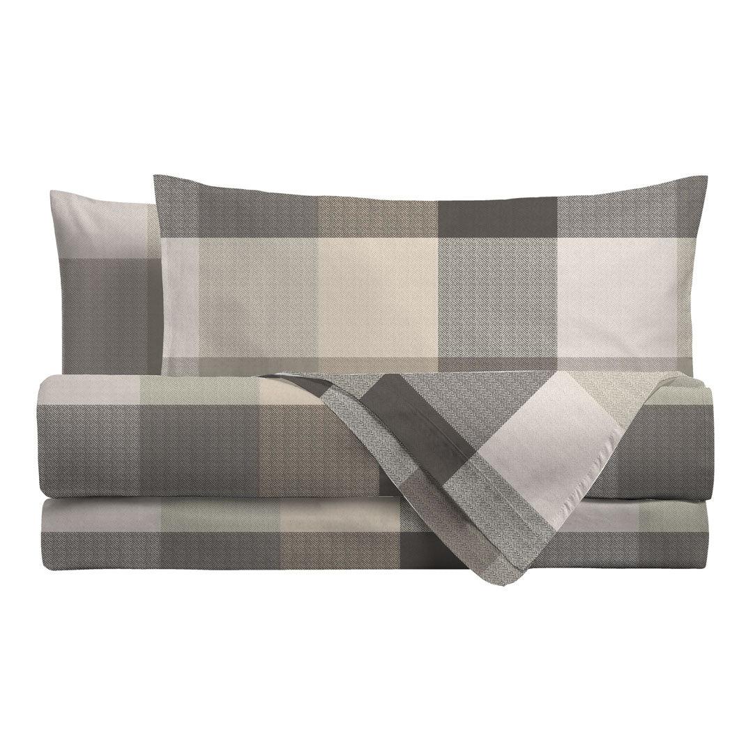 Completo Letto Amaury Brandy – Lenzuola Stampate Singolo, Piazza e Mezza, Matrimoniale (Ocra/Beige)