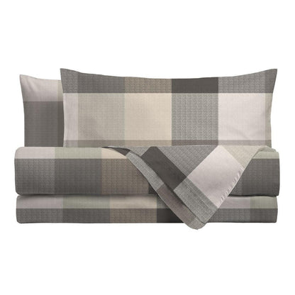 Completo Letto Amaury Brandy – Lenzuola Stampate Singolo, Piazza e Mezza, Matrimoniale (Ocra/Beige)